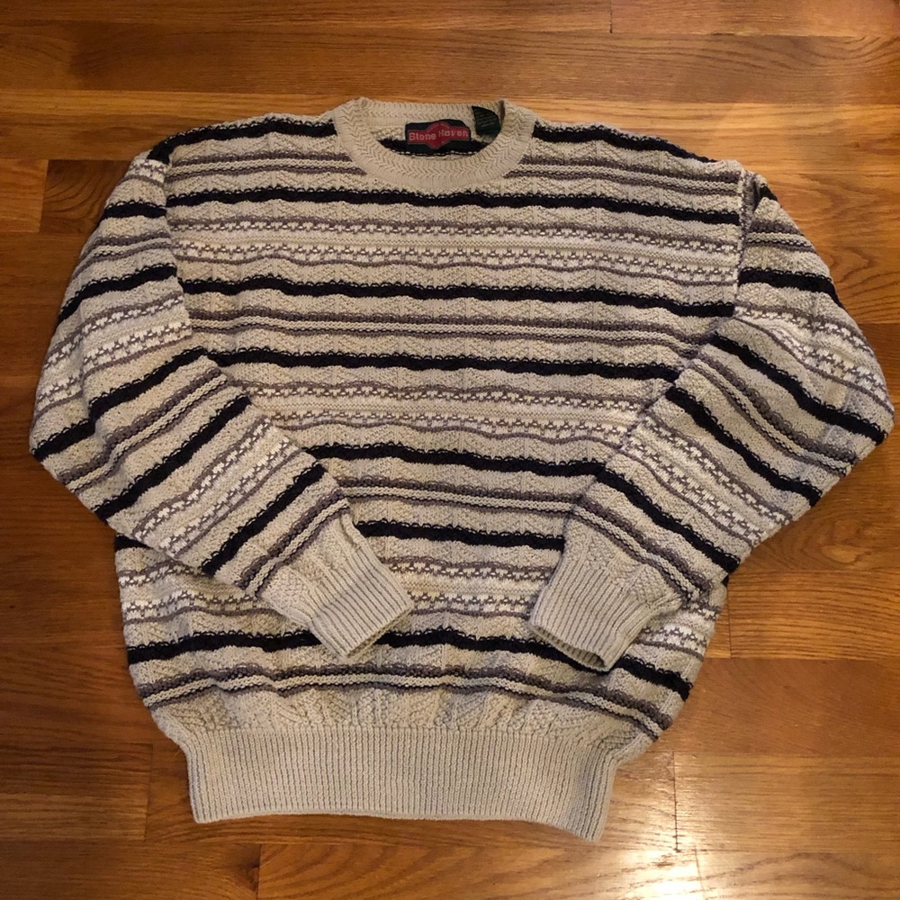 One day sale!!Men's Striped Crewneck Sweater in Black and Gray